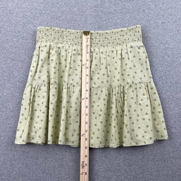 NWOT BP Nordstrom Green Disty Floral Tiered Cotton Skirt Fairy Soft Grunge Boho - Picture 5 of 10
